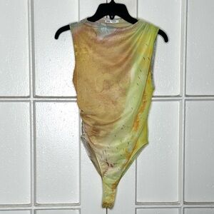 Zara Abstract Tie Dye Tulle Bodysuit